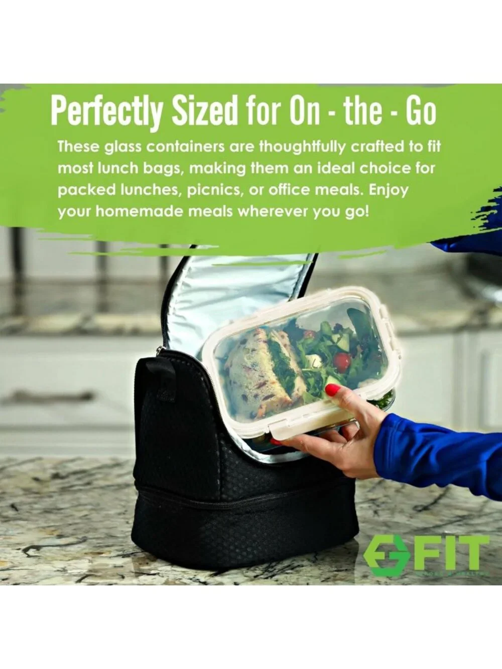 Versatile Glass Meal Prep Containers - 3 Pack Bento Box, Leak-Proof, Oven